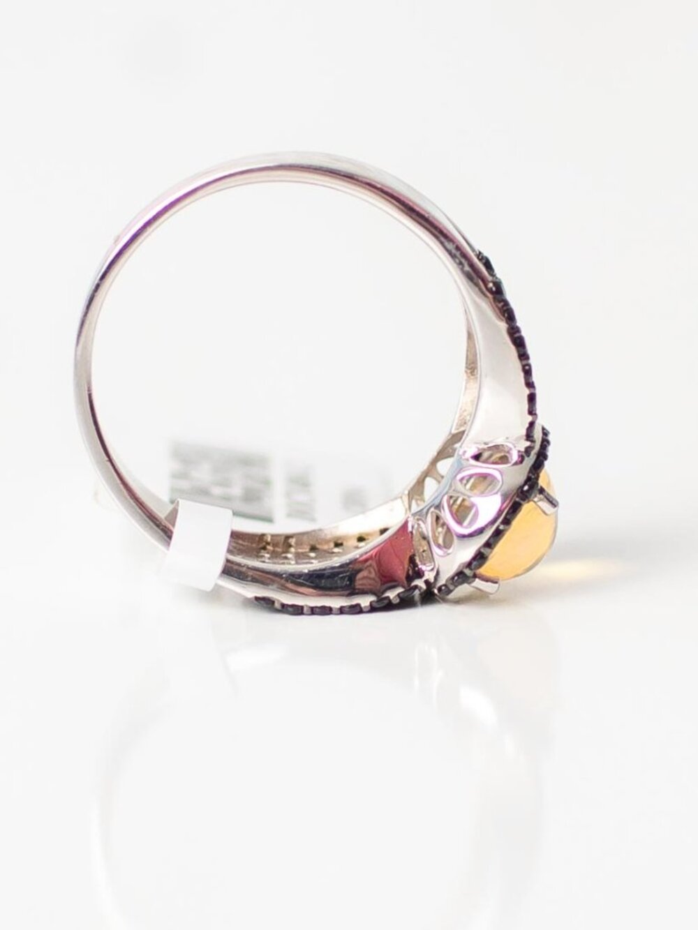 Ethiopian Opal and Black Spinel Sterling Silver 925 Ring JTV Size 12 NEW - Picture 6 of 6